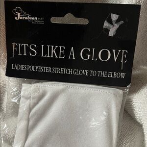 18 Inch White Ladies Polyester Stretch Glove